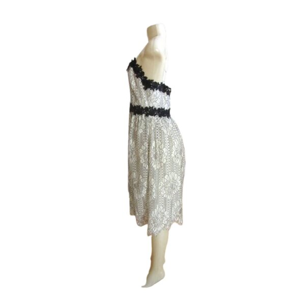 Anthropologie Eri + Ali Artemisa White/Black Lace Spaghetti Straps Dress MP - Picture 5 of 8